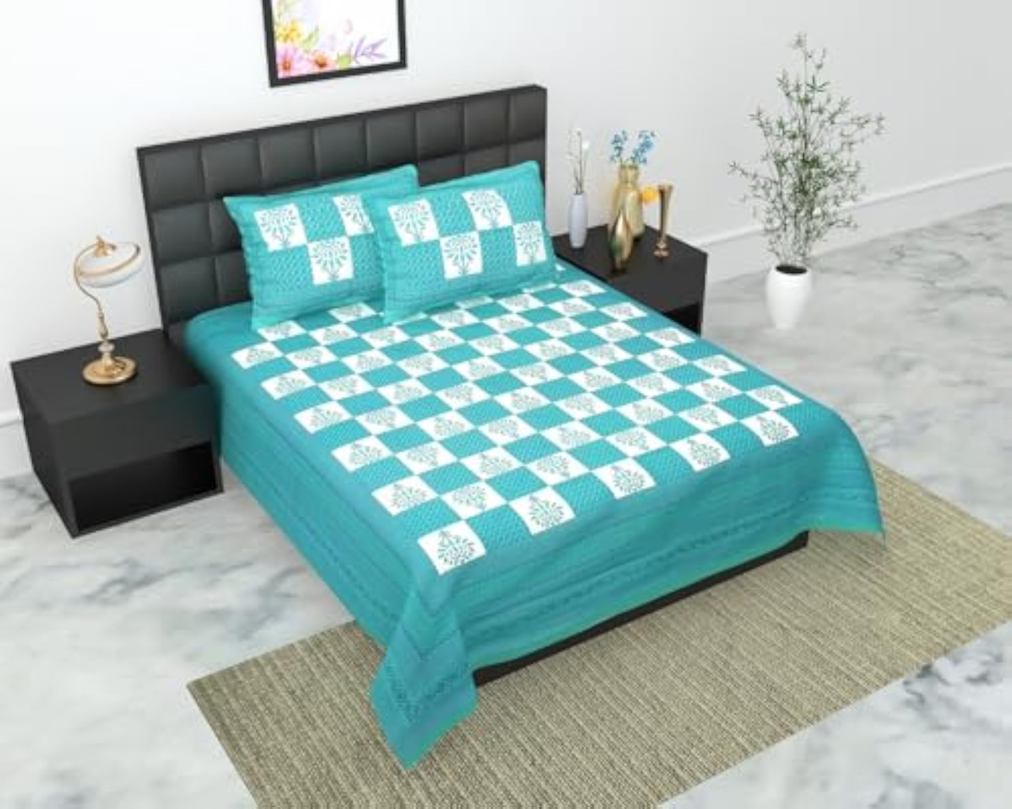 Designer 300 TC Premium Double Size Bedsheet with Pillow Covers